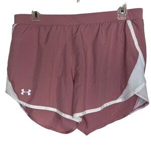 Under Armour Women's L Running Athletic Shorts Pink White‎ Feminine Athleisure